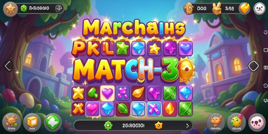 Tampilan gameplay menarik dari permainan Match-3 5ZK yang penuh warna.