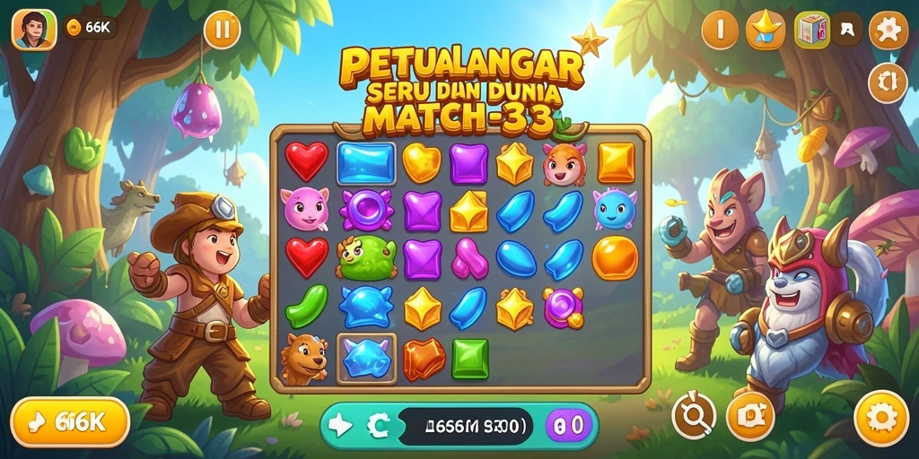 Screenshot gameplay 66K menampilkan keseruan mencocokkan item.