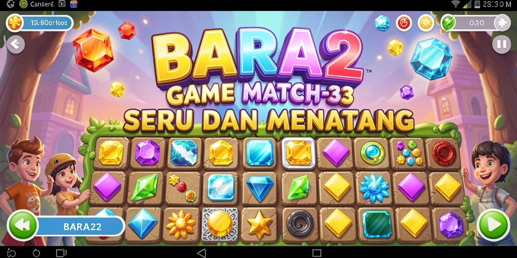 Tampilan gameplay seru BARA22 dengan tantangan Match-3.