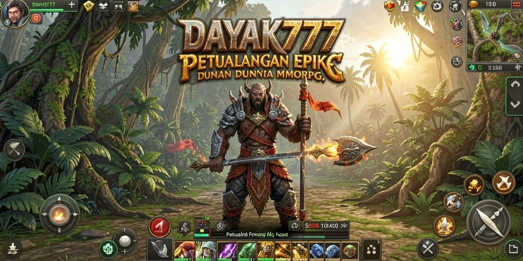 Screenshot menampilkan aksi seru dalam game MMORPG DAYAK777.