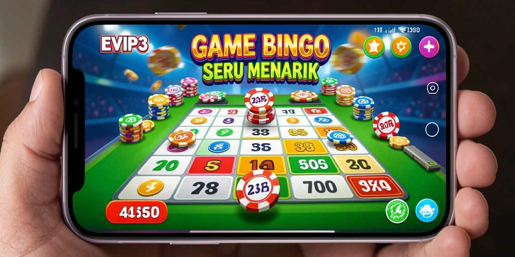 Screenshot EVIP3 menunjukkan gameplay Bingo yang mengasyikkan dan interaktif.