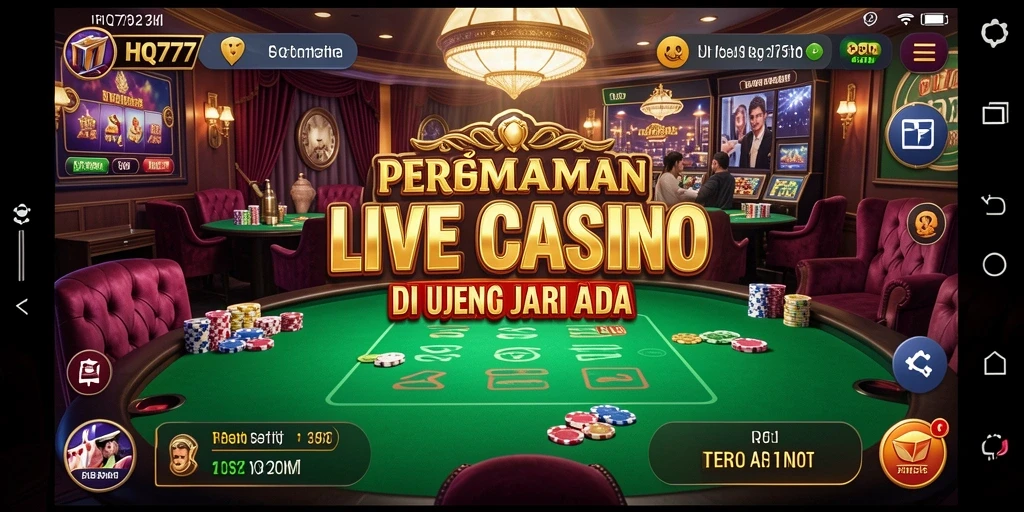 Tangkapan layar dari gameplay Live Casino HQ777 dengan dealer langsung.