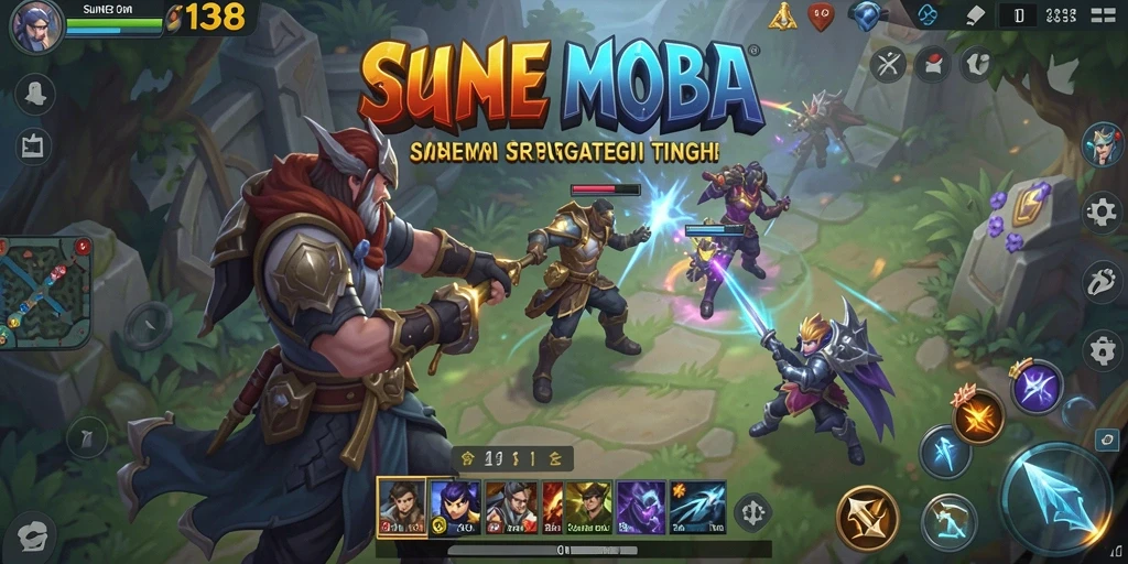 Tampilan gameplay MOBA yang dinamis dan seru di SUNEO138.