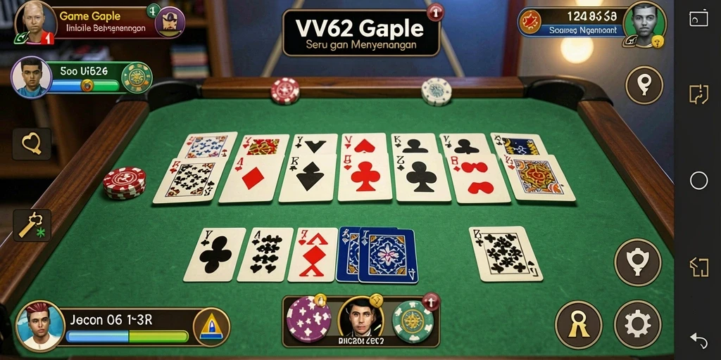 Tampilan gameplay seru saat bermain Gaple di VV62.